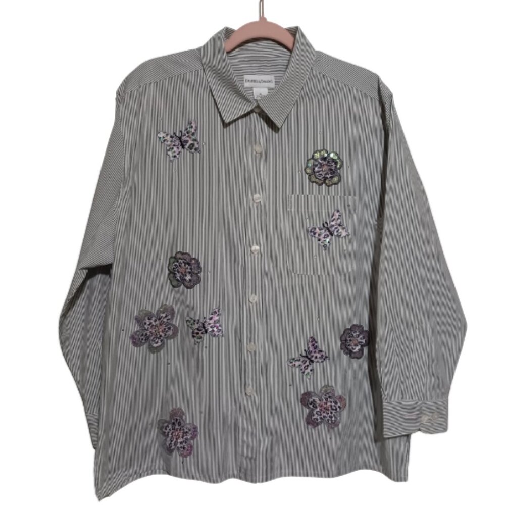 Draper's and Damon's Womens Vintage Embroidered Button Down Blouse Size XL
